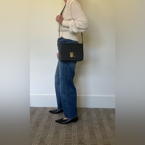 Burberry Medium TB Bag – Black Grained Leather with Gold Hardware - Picture 13 of 15